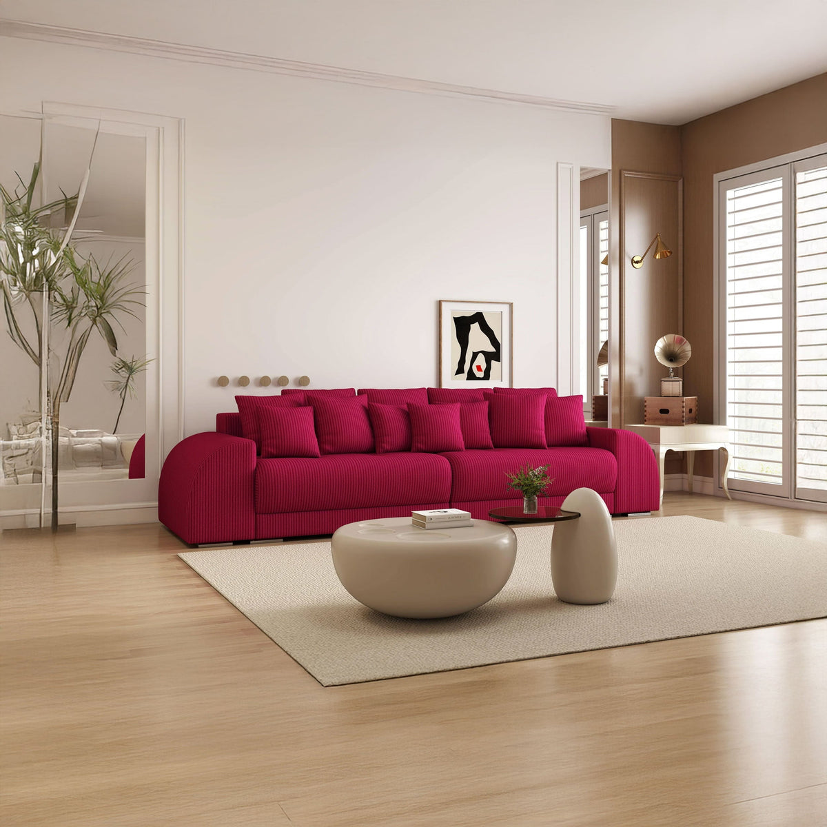 Canapea extensibilă dumonde cu 2 lăzi de depozitare si sezut confortabil din spuma HR, Verona Zoom Red 310x100 cm Fabrica