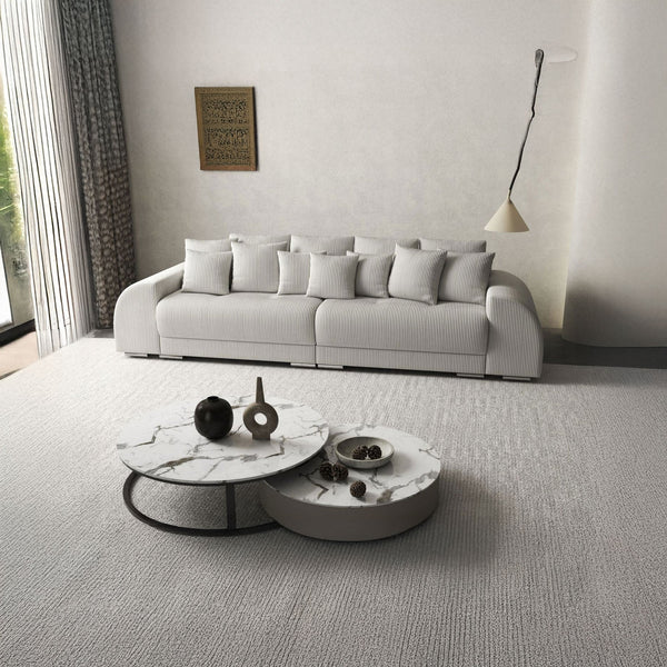 Canapea extensibilă dumonde cu 2 lăzi de depozitare si sezut confortabil din spuma HR, Verona Zoom Cream 310x100 cm Fabrica