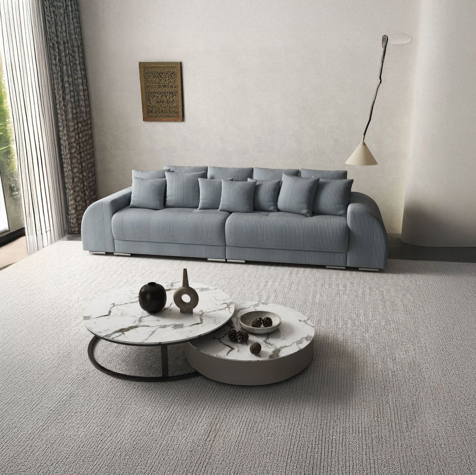 Canapea extensibilă dumonde cu 2 lăzi de depozitare si sezut confortabil din spuma HR, Verona Zoom Grey 310x100 cm Fabrica