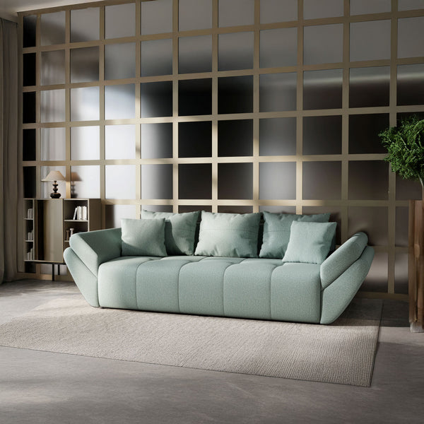 Canapea extensibilă dumonde cu ladă de depozitare si sezut confortabil din spuma HR, Berlin Enjoy Mint 250x100 cm Fabrica