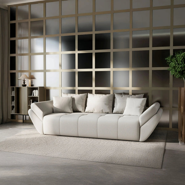 Canapea extensibilă dumonde cu ladă de depozitare si sezut confortabil din spuma HR, Berlin Enjoy Bej 250x100 cm Fabrica