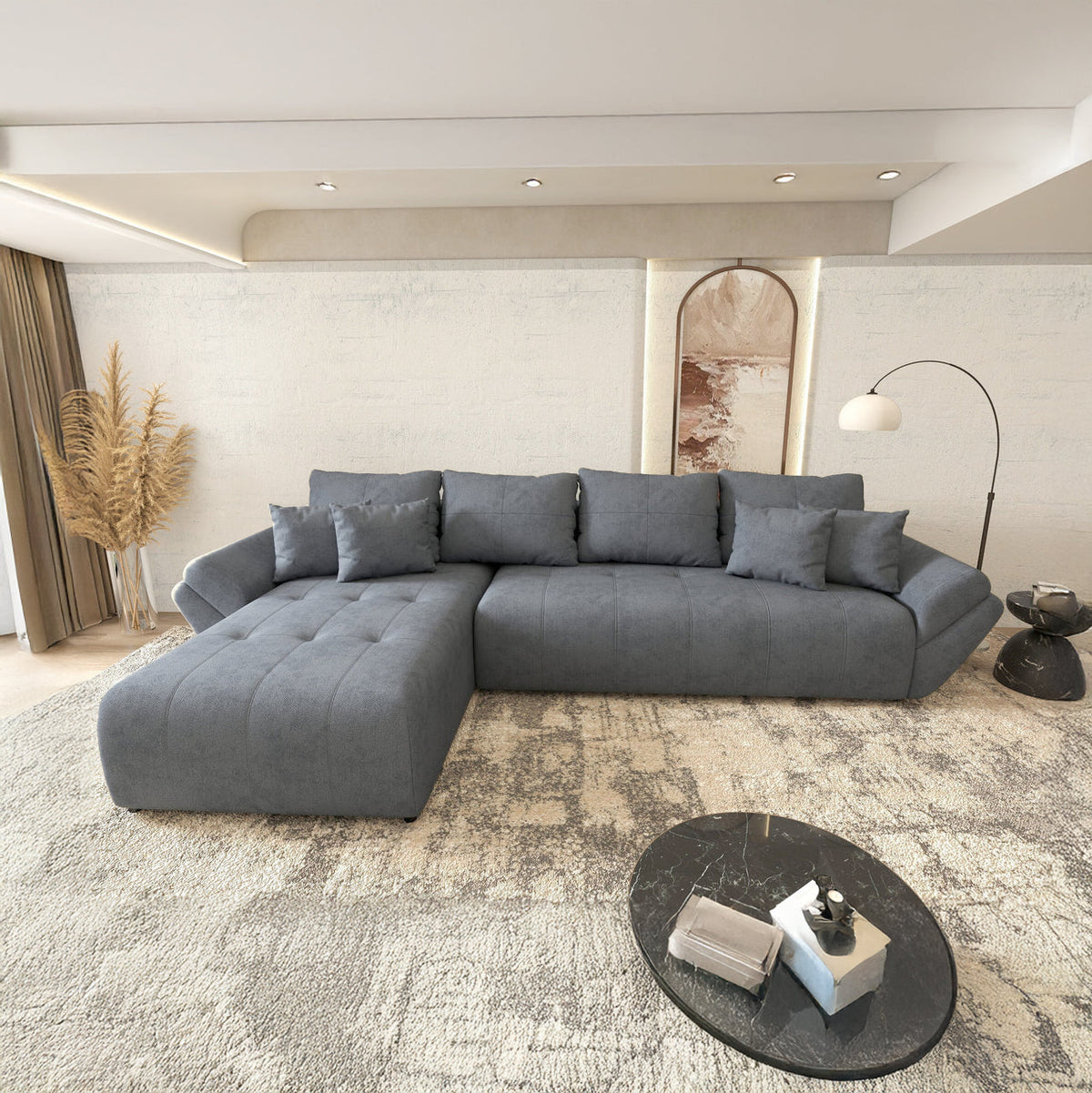 Colțar extensibil dumonde cu ladă de depozitare Berlin XL Enjoy Antracit 350x185 cm