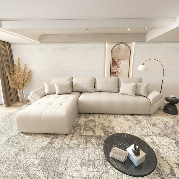 Colțar extensibil dumonde cu ladă de depozitare Berlin XL Enjoy Beige 350x185 cm