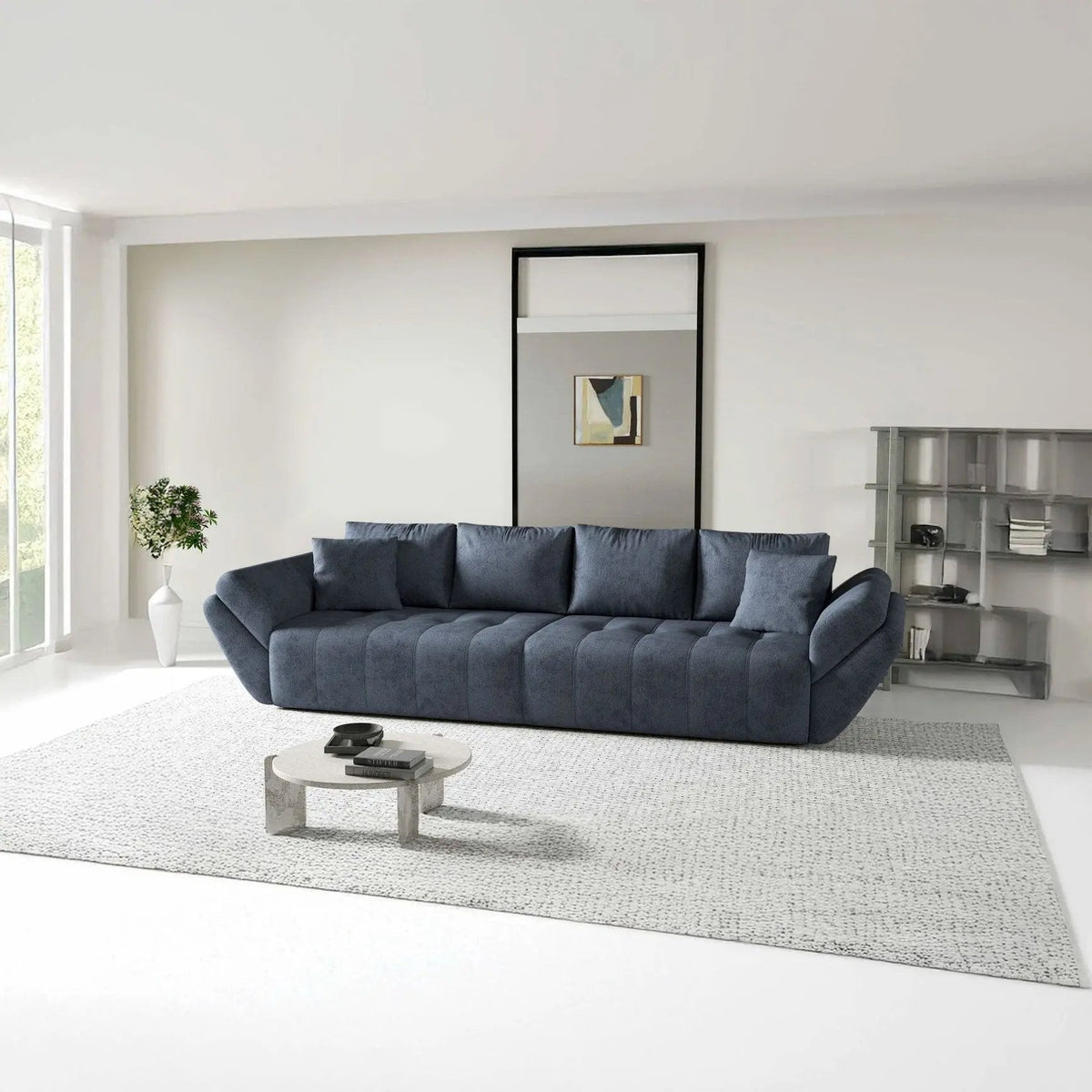 Canapea extensibilă dumonde cu ladă de depozitare si sezut confortabil din spuma HR, Berlin Antracit 300x100 cm Fabrica