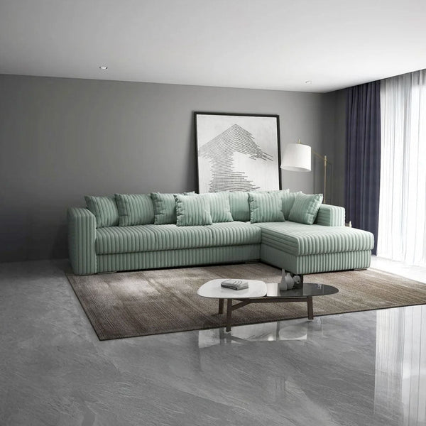 Colțar extensibil dumonde cu ladă de depozitare si sezut confortabil din spuma HR, Gloria Ambience Mint II 320x183 cm Fabrica