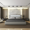 Pat dormitor dumonde, tapitat Gri, Glow 160x200 cm, somiera rabatabila inclusa, spatiu depozitare