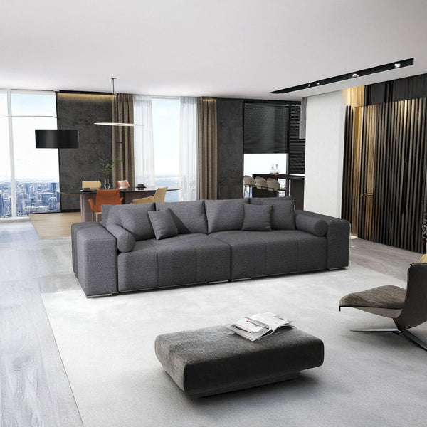 Canapea extensibilă dumonde cu ladă de depozitare si sezut confortabil din spuma HR, Marbela Enjoy Grafit XXL 295x100 cm fabrica
