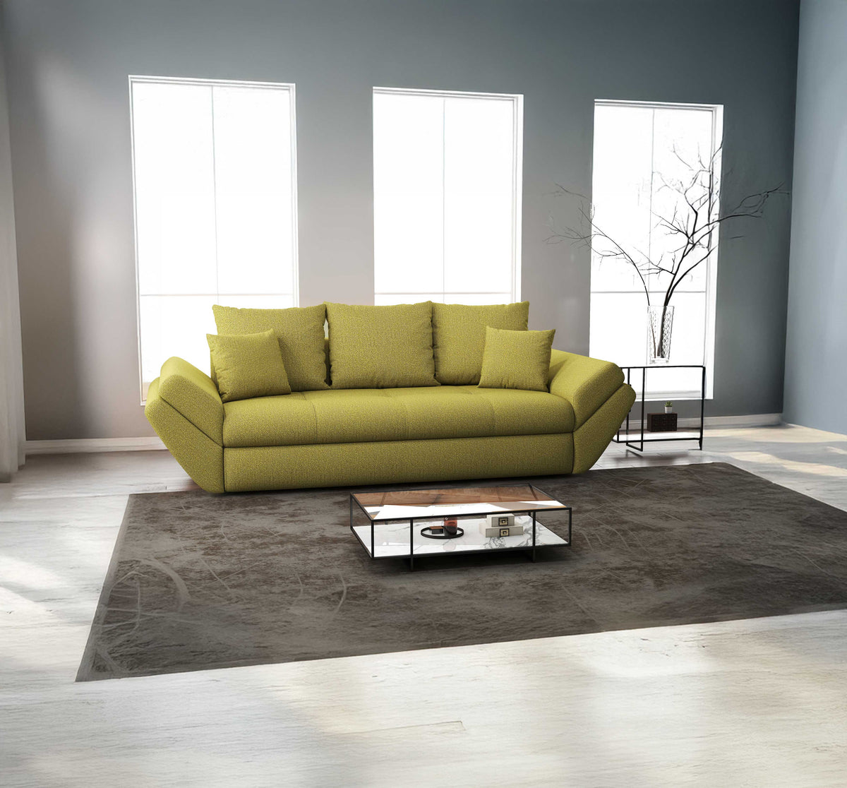 Canapea extensibilă dumonde cu ladă de depozitare si sezut confortabil din spuma HR, Loana Enjoy Green 250x100 cm Fabrica