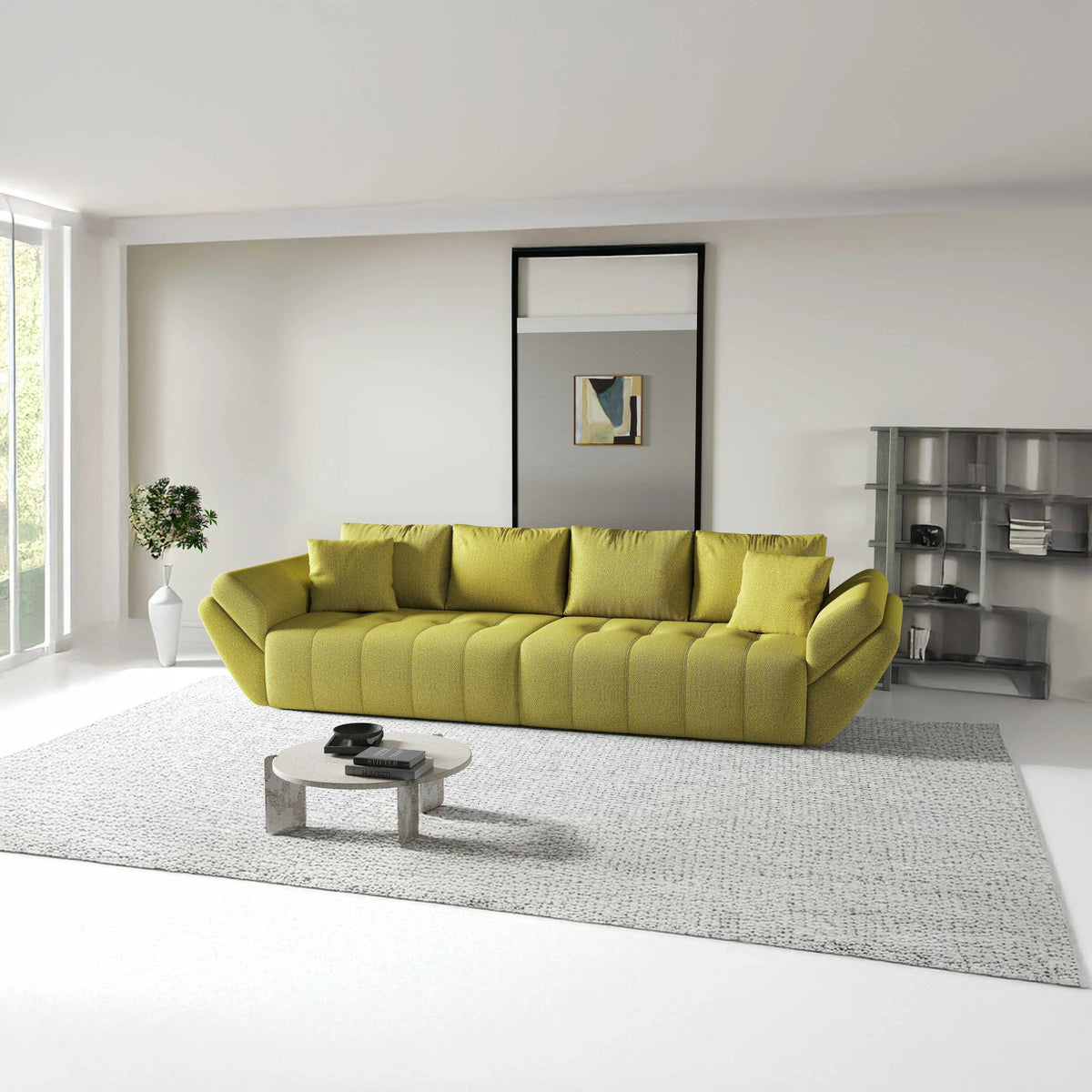 Canapea extensibilă dumonde cu ladă de depozitare si sezut confortabil din spuma HR, Berlin Enjoy Green 300x100 cm Fabrica