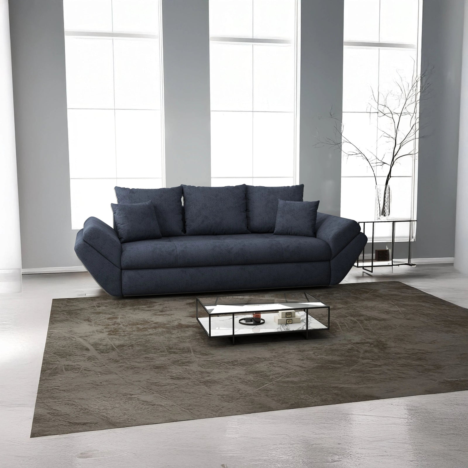 Canapea extensibilă dumonde cu ladă de depozitare si sezut confortabil din spuma HR, Loana Enjoy Antracit 250x100 cm Fabrica