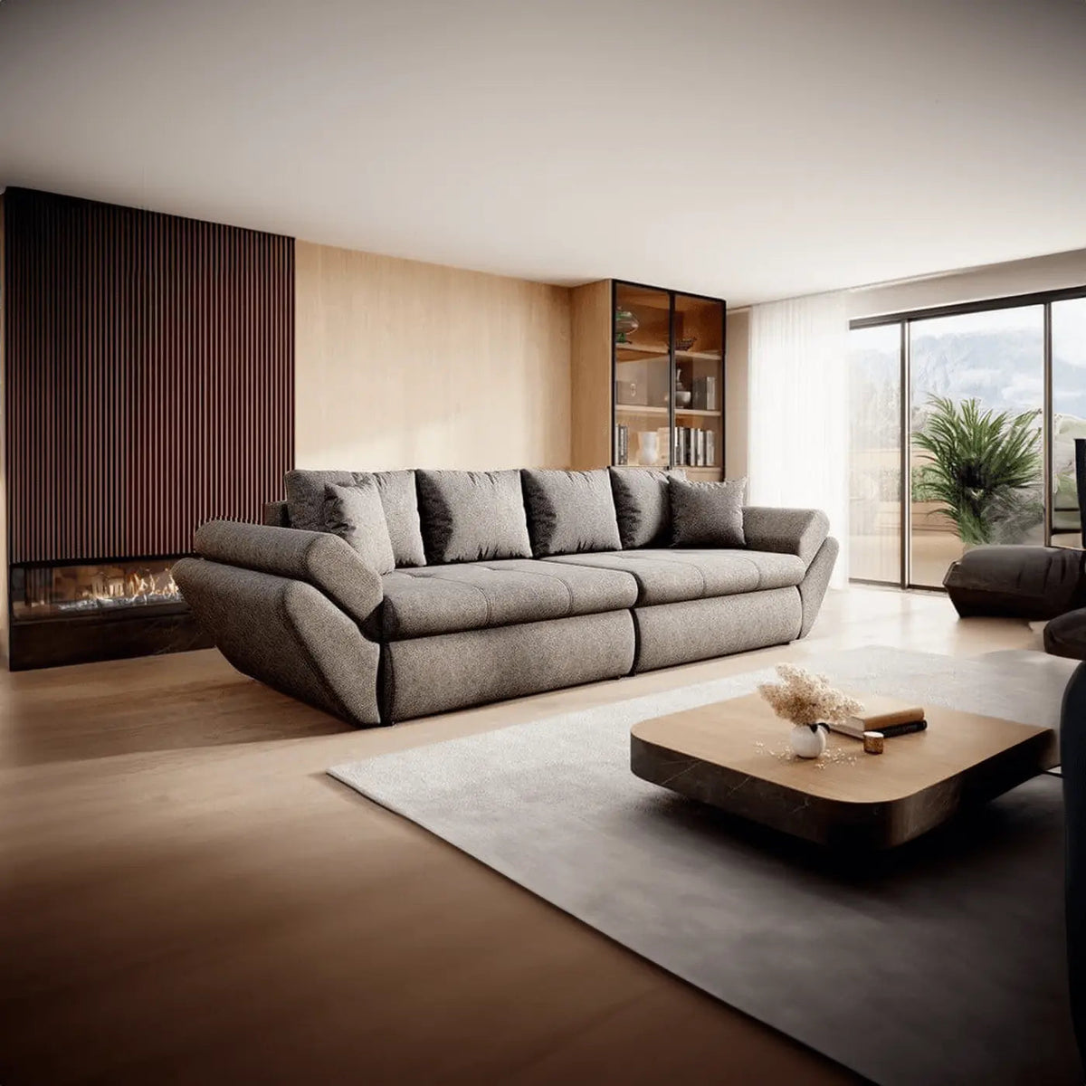Canapea extensibilă dumonde cu ladă de depozitare Loana Enjoy Kaki 300x100 cm
