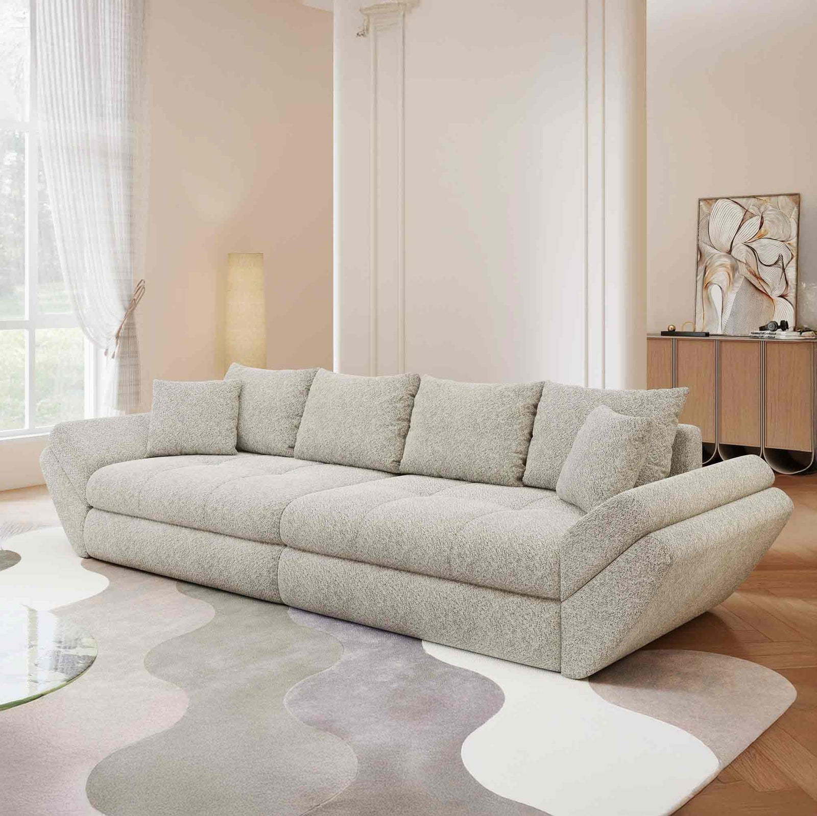 Canapea extensibilă dumonde cu ladă de depozitare Loana Arena Bej 300x100 cm