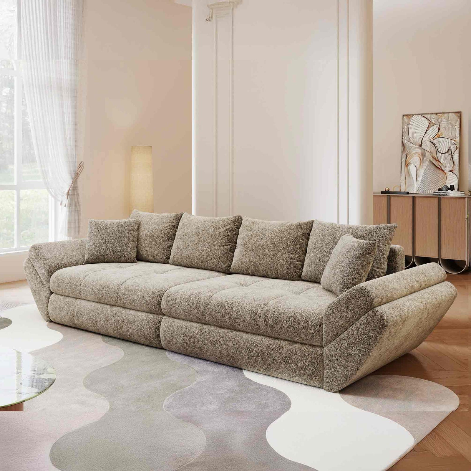 Canapea extensibilă dumonde cu ladă de depozitare Loana Arena Bej 300x100 cm