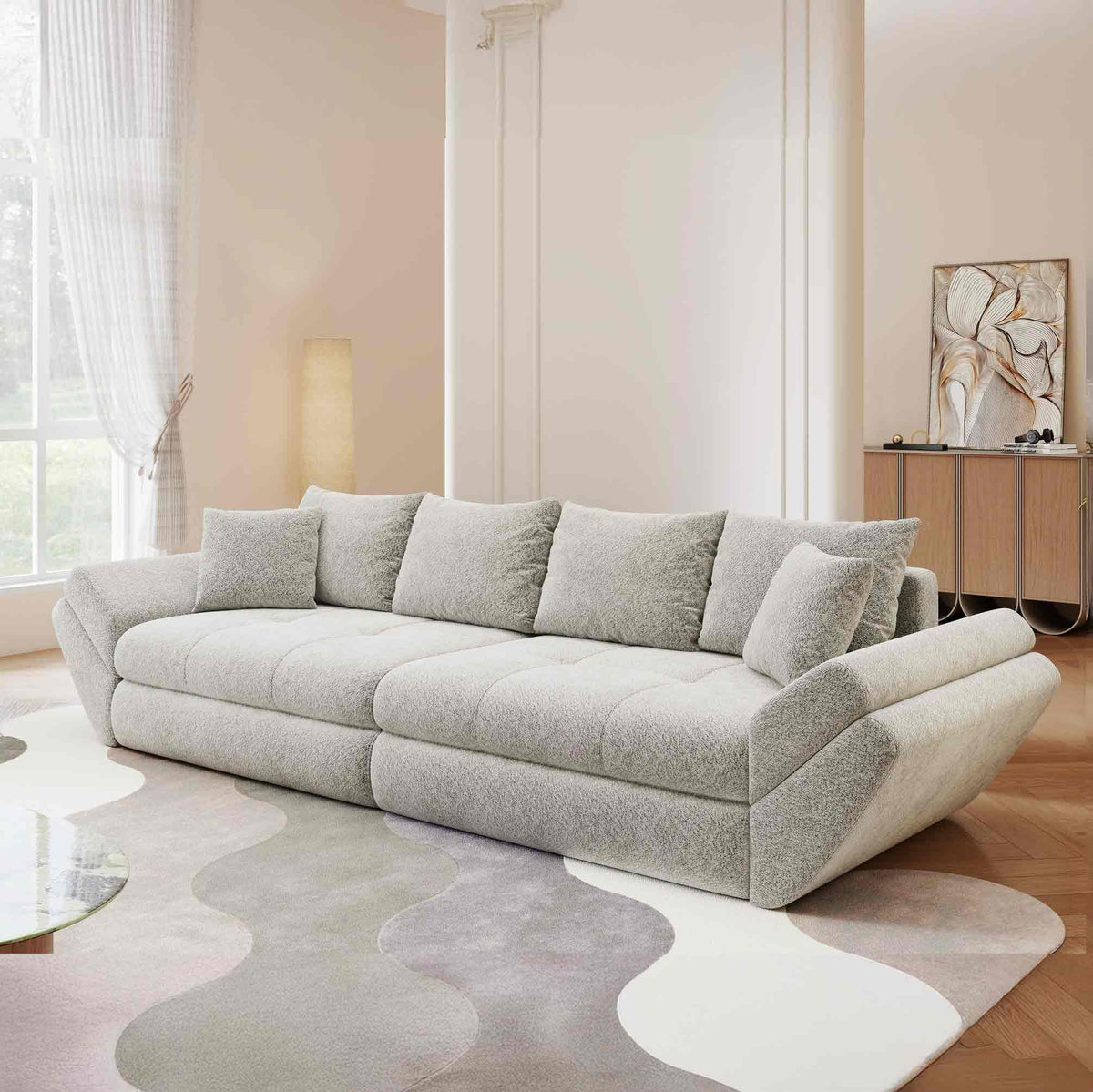 Canapea extensibilă dumonde cu ladă de depozitare Loana Arena Gri 300x100 cm