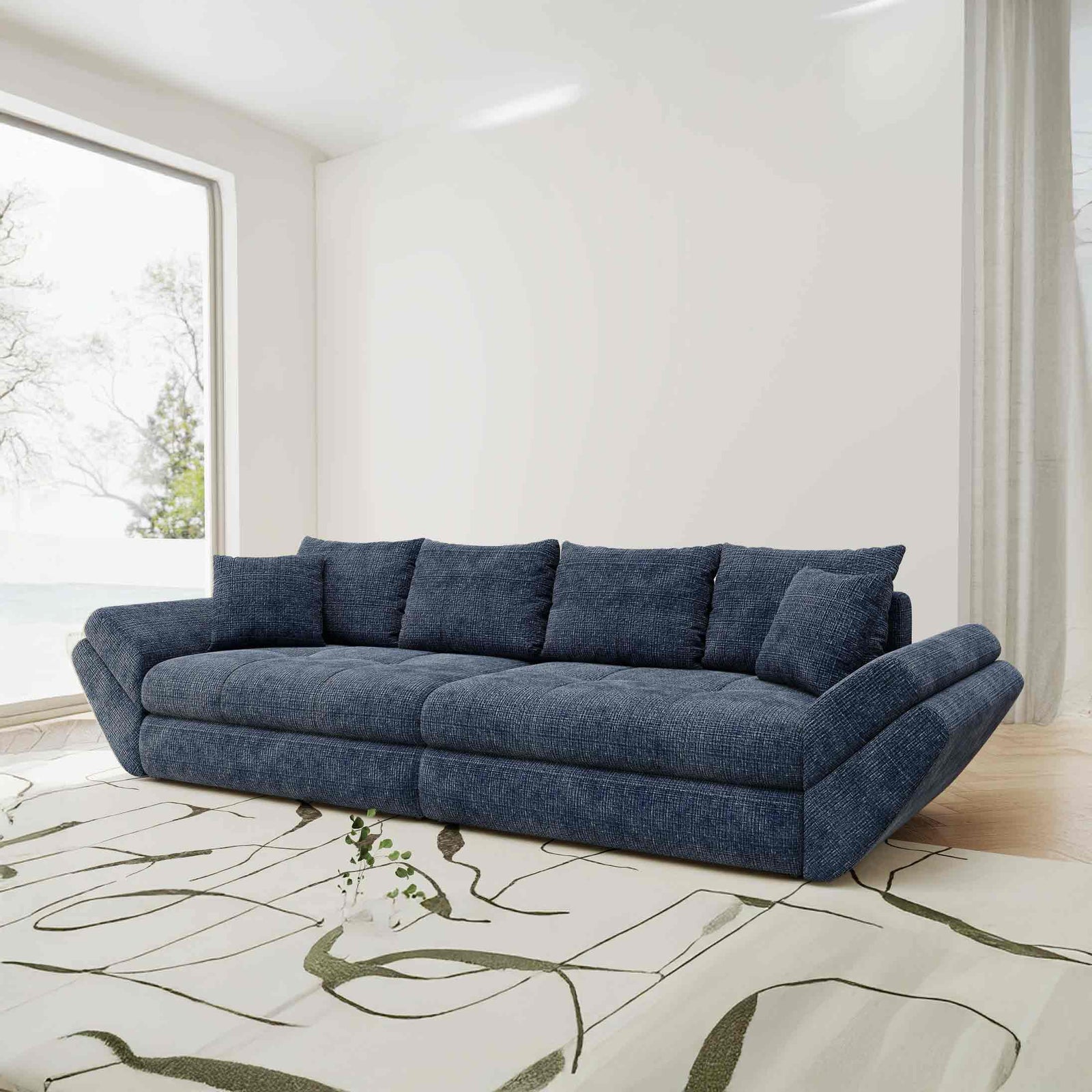 Canapea extensibilă dumonde cu ladă de depozitare Loana Cremona Albastru 300x100 cm