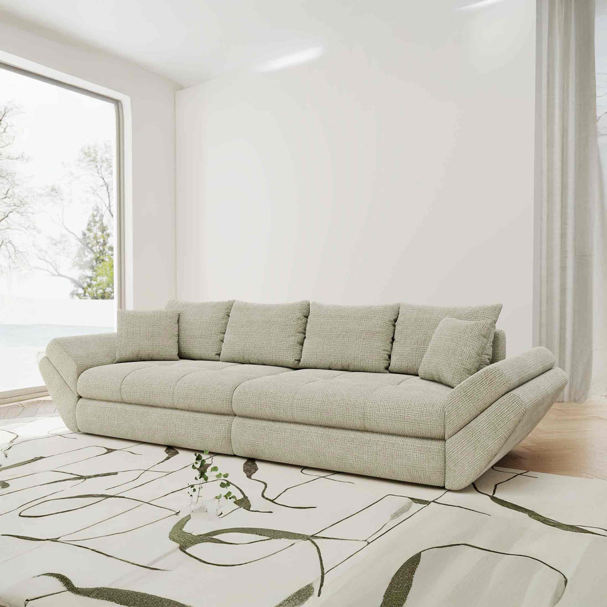 Canapea extensibilă dumonde cu ladă de depozitare Loana Cremona Bej 300x100 cm