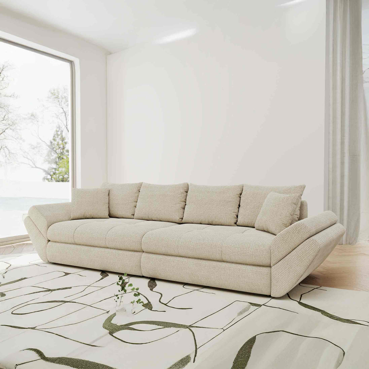 Canapea extensibilă dumonde cu ladă de depozitare Loana Cremona Gri deschis 300x100 cm
