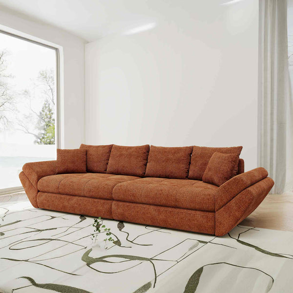 Canapea extensibilă dumonde cu ladă de depozitare Loana Cremona Teracota 300x100 cm