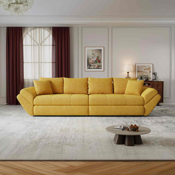 Canapea extensibilă dumonde cu ladă de depozitare Loana Jaguar Galben mustar 300x100 cm