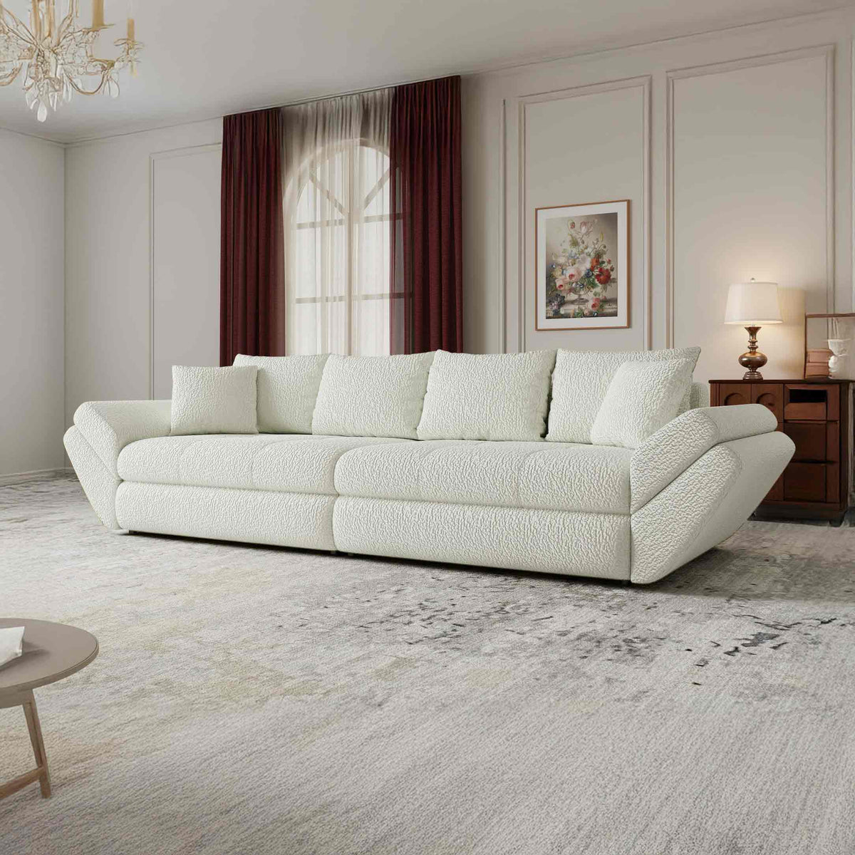 Canapea extensibilă dumonde cu ladă de depozitare Loana Jaguar Ivory 300x100 cm