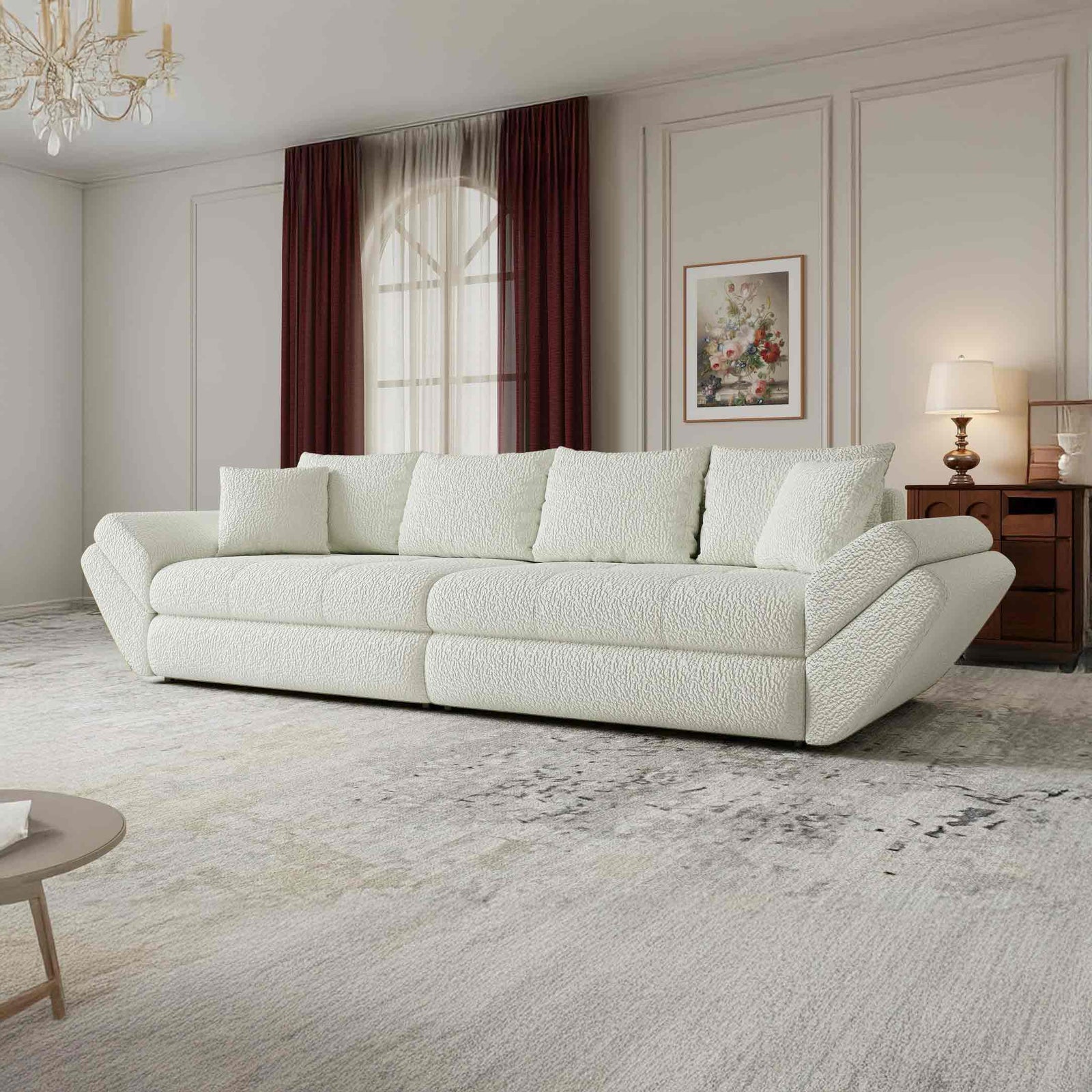 Canapea extensibilă dumonde cu ladă de depozitare Loana Jaguar Ivory 300x100 cm