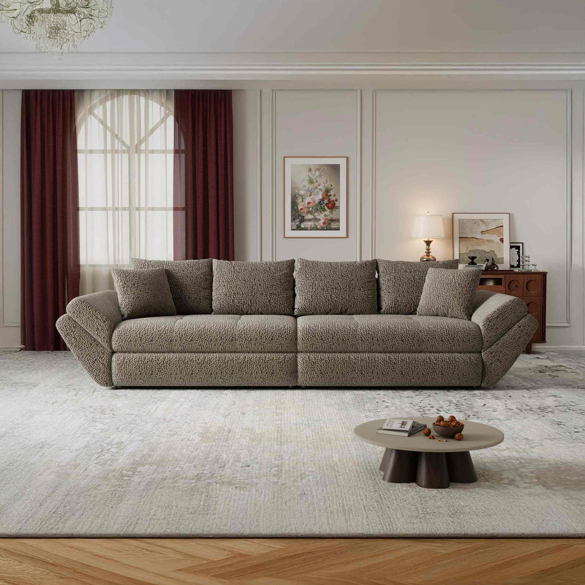 Canapea extensibilă dumonde cu ladă de depozitare Loana Jaguar Maro cappuccino 300x100 cm