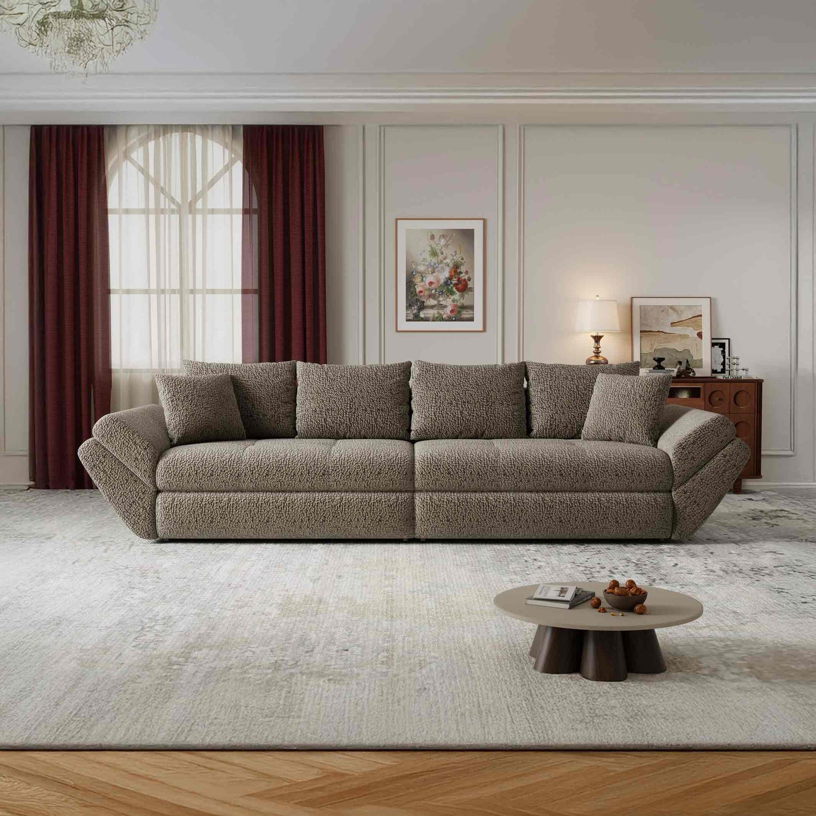 Canapea extensibilă dumonde cu ladă de depozitare Loana Jaguar Maro cappuccino 300x100 cm