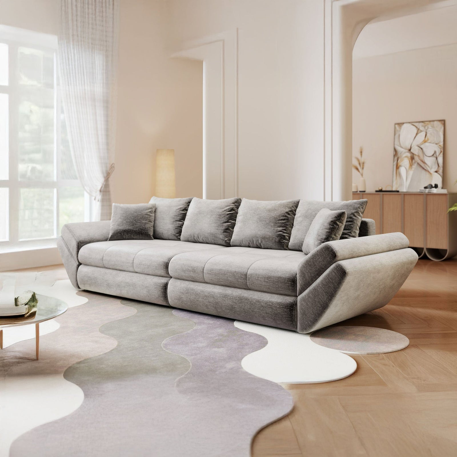 Canapea extensibilă dumonde cu ladă de depozitare Loana Monolith Gri 300x100 cm