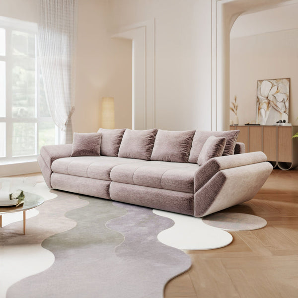 Canapea extensibilă dumonde cu ladă de depozitare Loana Monolith Roz pudrat 300x100 cm