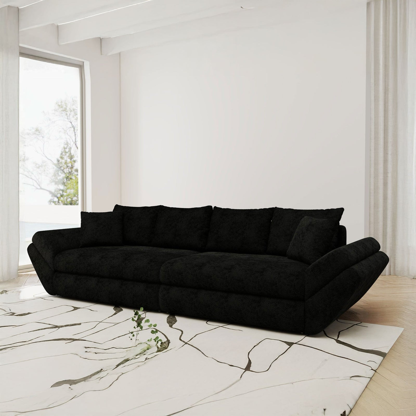 Canapea extensibilă dumonde cu ladă de depozitare Loana Quelle Negru 300x100 cm