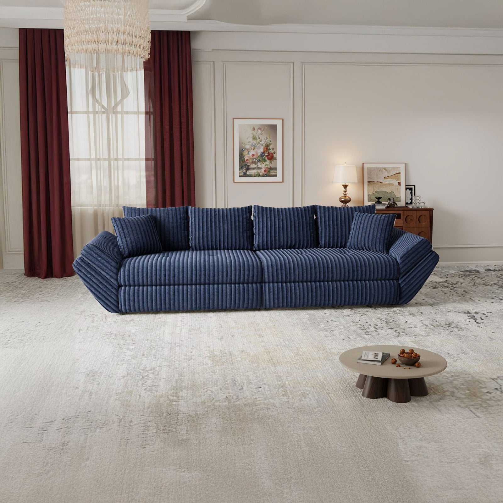 Canapea extensibilă dumonde cu ladă de depozitare Loana Tilia Albastru 300x100 cm