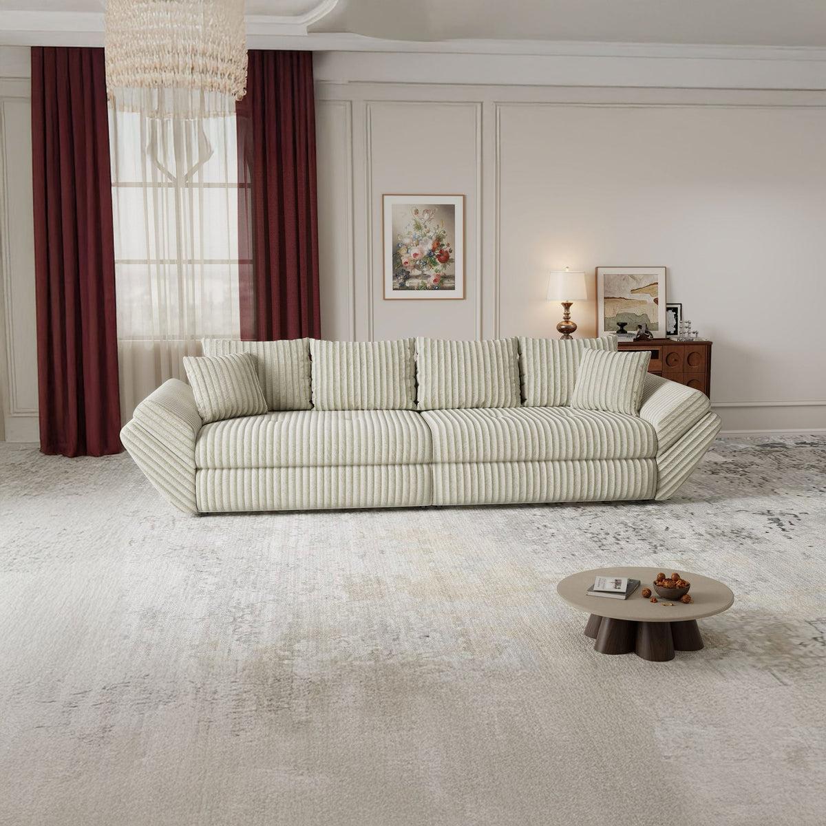 Canapea extensibilă dumonde cu ladă de depozitare Loana Tilia Bej 300x100 cm