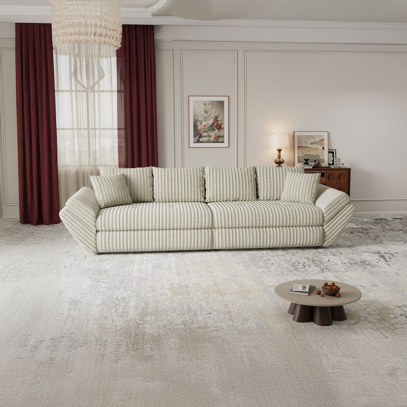 Canapea extensibilă dumonde cu ladă de depozitare Loana Tilia Bej 300x100 cm