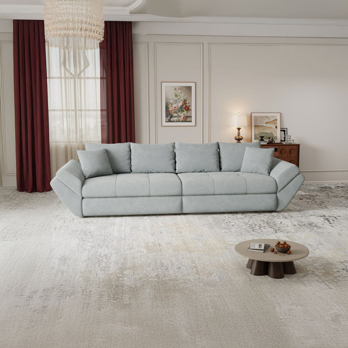 Canapea extensibilă dumonde cu ladă de depozitare Loana Vibe Mint 300x100 cm