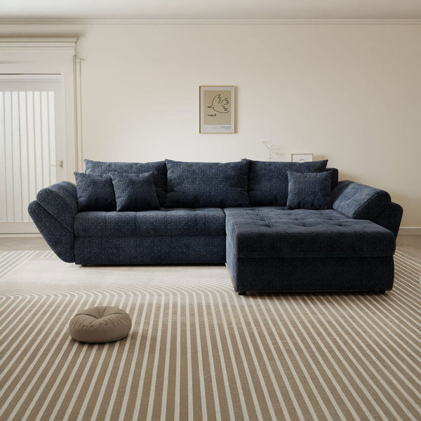 Colțar extensibil dumonde cu ladă de depozitare Loana Cremona Albastru II 270x185 cm