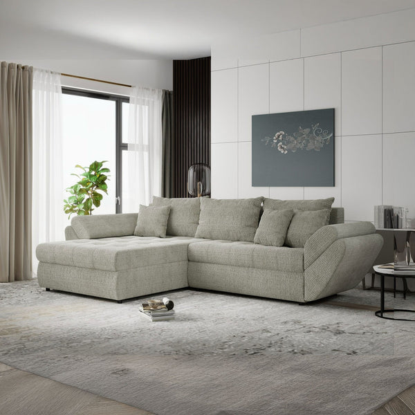 Colțar extensibil dumonde cu ladă de depozitare Loana Cremona Bej 270x185 cm