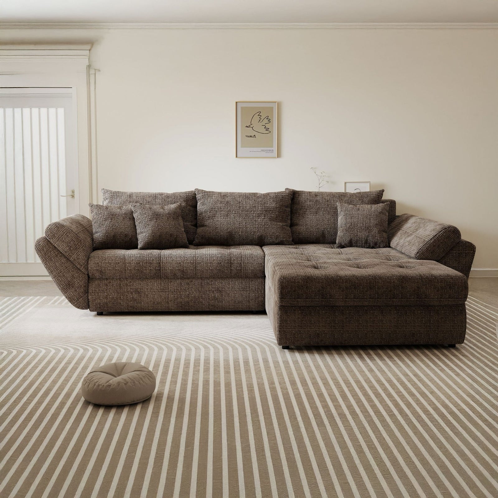 Colțar extensibil dumonde cu ladă de depozitare Loana Cremona Maro-bej II 270x185 cm