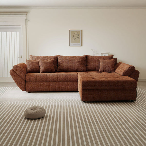 Colțar extensibil dumonde cu ladă de depozitare Loana Cremona Teracota II 270x185 cm