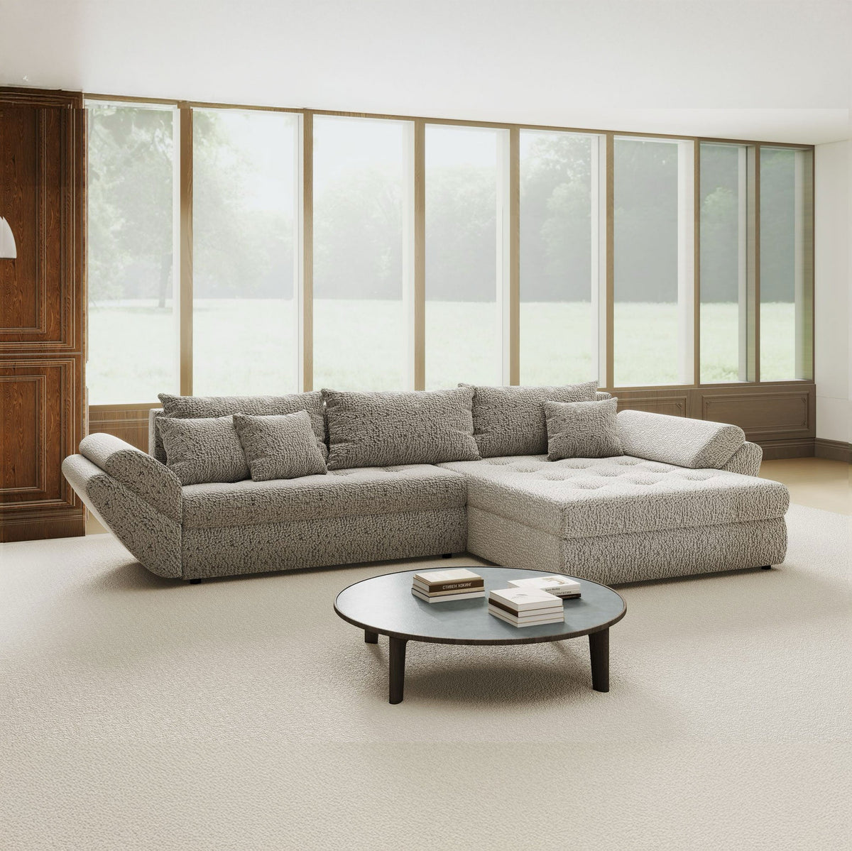 Colțar extensibil dumonde cu ladă de depozitare Loana Jaguar Gri II 270x185 cm