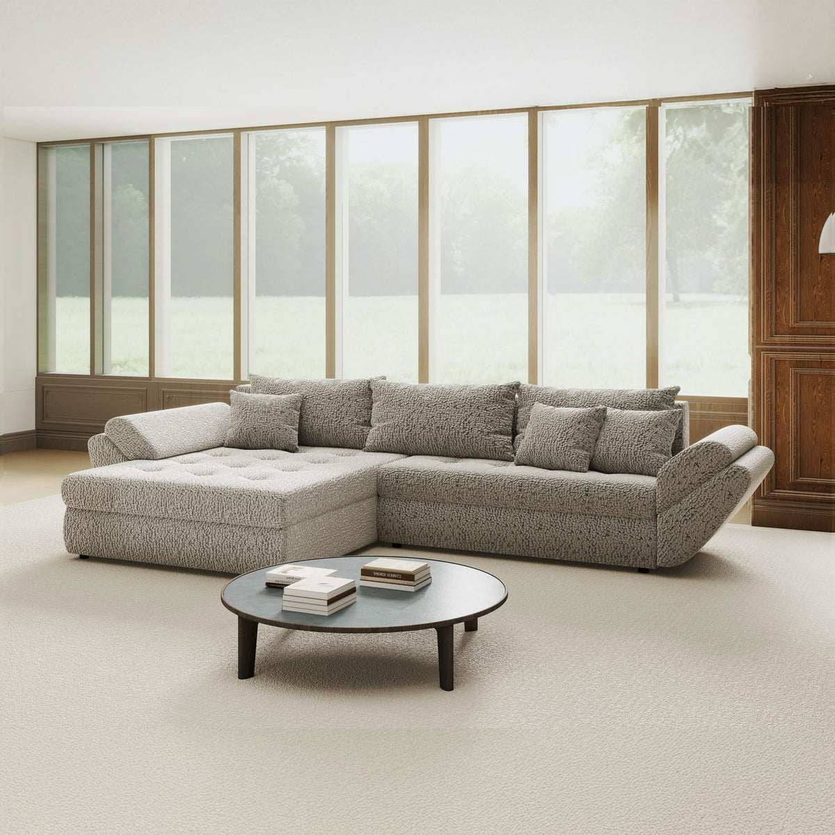 Colțar extensibil dumonde cu ladă de depozitare Loana Jaguar Gri 270x185 cm