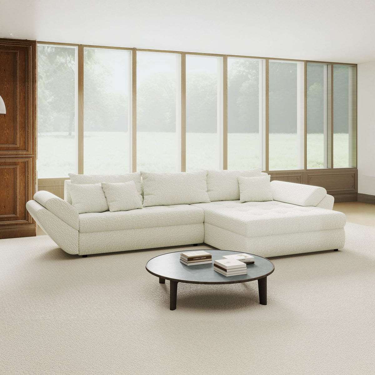 Colțar extensibil dumonde cu ladă de depozitare Loana Jaguar Ivory II 270x185 cm