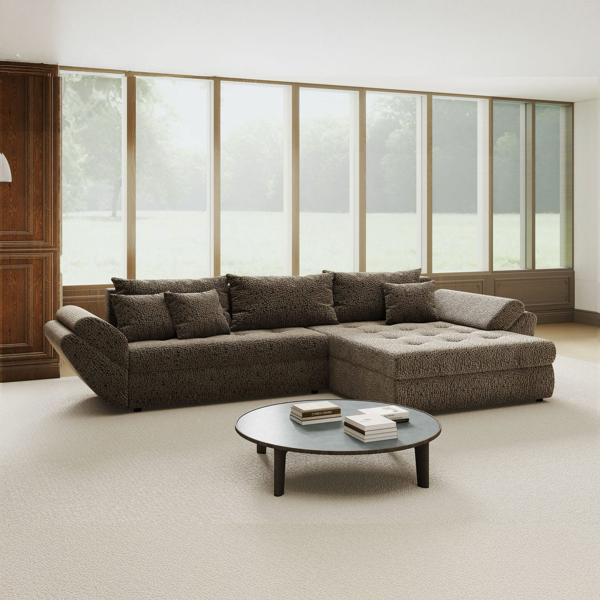 Colțar extensibil dumonde cu ladă de depozitare Loana Jaguar Maro cappuccino II 270x185 cm
