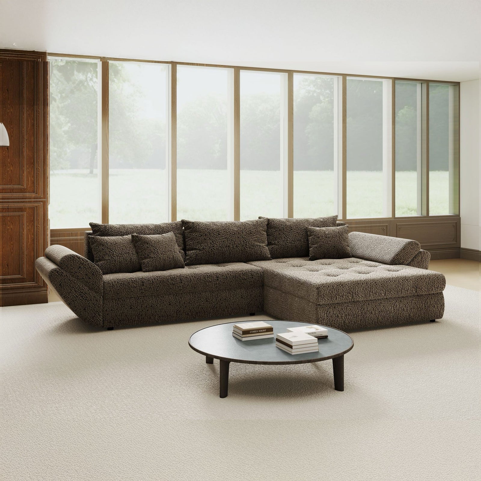 Colțar extensibil dumonde cu ladă de depozitare Loana Jaguar Maro cappuccino II 270x185 cm