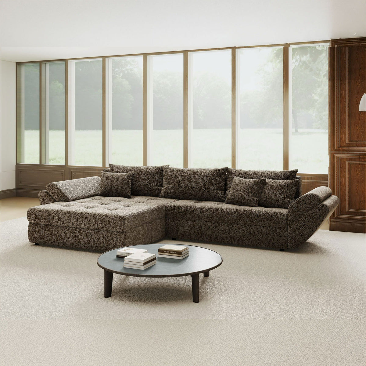 Colțar extensibil dumonde cu ladă de depozitare Loana Jaguar Maro cappuccino 270x185 cm
