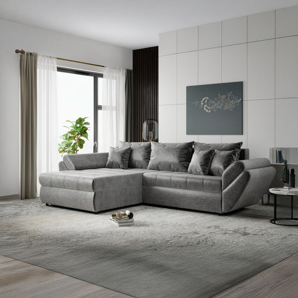 Colțar extensibil dumonde cu ladă de depozitare Loana Monolith Gri 270x185 cm