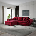 Colțar extensibil dumonde cu ladă de depozitare Loana Monolith Rosu 270x185 cm