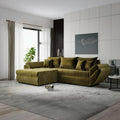 Colțar extensibil dumonde cu ladă de depozitare Loana Monolith Verde olive 270x185 cm