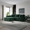 Colțar extensibil dumonde cu ladă de depozitare Loana Monolith Verde 270x185 cm