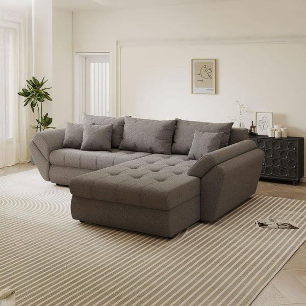 Colțar extensibil dumonde cu ladă de depozitare Loana Monte Gri II 270x185 cm