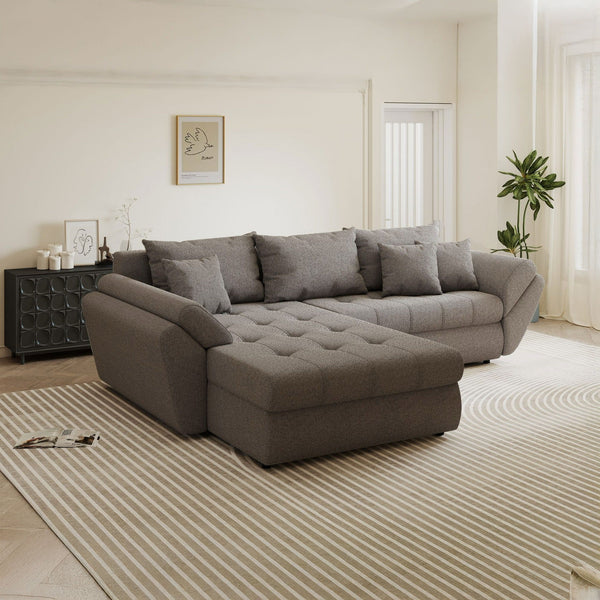 Colțar extensibil dumonde cu ladă de depozitare Loana Monte Gri 270x185 cm